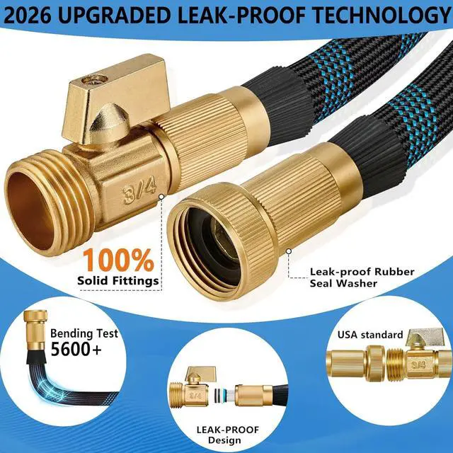 Alt view image 2 of 7 - Garden Hose 100 ft, 2026 Upgraded Lightweight Garden Hoses,Ultra Durable & Flexible Water Hose,All-Weather Kink-Free Garden Hose,Sturdy,Abrasion Resistant Garden Hoses Pipes for Yard,Lawn,Outdoor