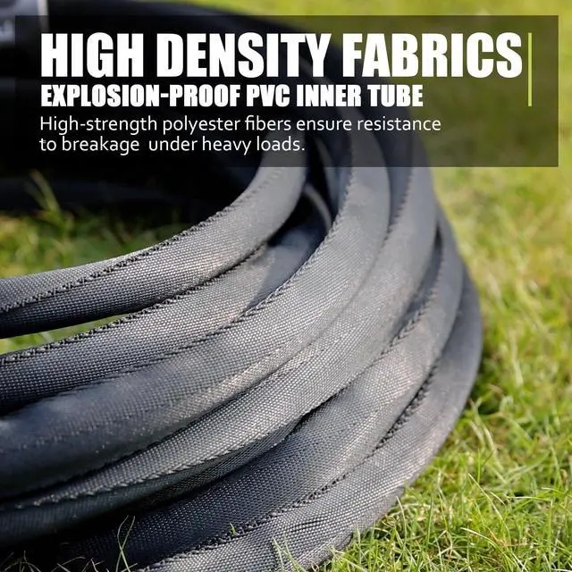 Alt view image 3 of 7 - Garden Hose 100feet, Water Hose with 10 Function Hose Nozzle, NON-Expandable Hose, Tough & Flexible, Lightweight, Crush Resistant Fittings, Kink & Tangle Free, Rust Proof for Watering