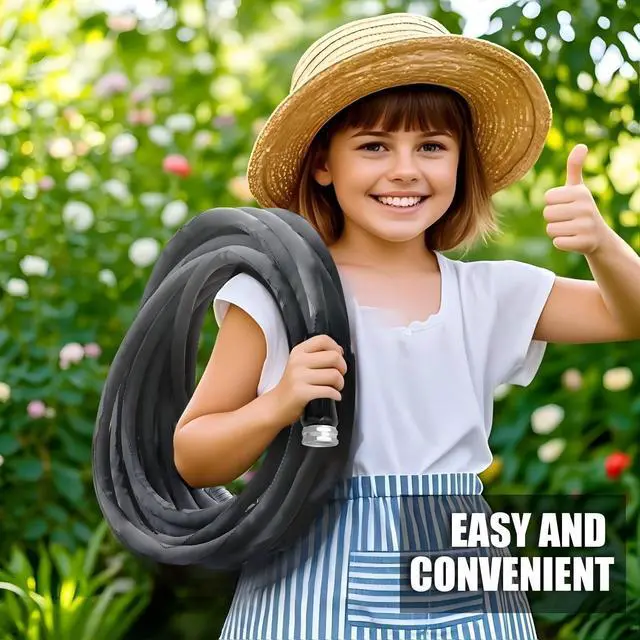 Alt view image 7 of 7 - Garden Hose 100feet, Water Hose with 10 Function Hose Nozzle, NON-Expandable Hose, Tough & Flexible, Lightweight, Crush Resistant Fittings, Kink & Tangle Free, Rust Proof for Watering