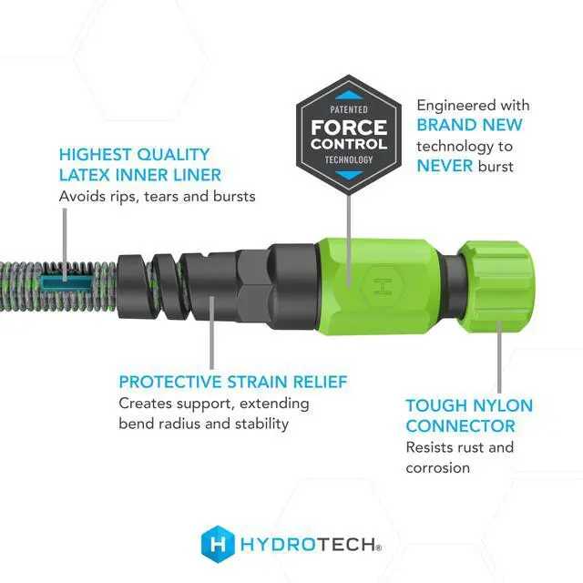 Alt view image 2 of 7 - 50 ft Expandable Garden Hose - Burst Proof & Lightweight, Flexible Water Hose with Durable Reinforced Latex Core & Solid Brass Fittings for Lawn, Garden, Car Washing
