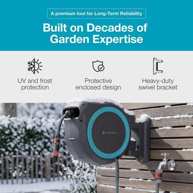 Alt view image 5 of 7 - Retractable Garden Hose Reel - 115 Feet - Auto Retract Hose Reel with 180° Swivel Wall Mount - Heavy Duty - Integrated Spray Nozzle - 18630