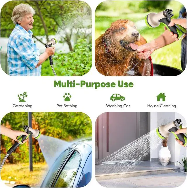 Alt view image 4 of 7 - Garden Hose 50 ft, Stainless Steel Water Hose with 10 Function Nozzle Flexible, Heavy Duty, Lightweight, No-Kink, Pet Proof, Puncture Proof Hose Metal for Yard, Outdoor
