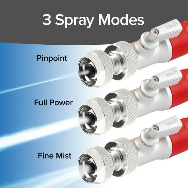 Alt view image 3 of 7 - 100 FT Silver Bullet 2.0 Expandable Garden Hose w/Turbo Shot Nozzle, AS SEEN ON TV, Lead-Free, Solid Aluminum Connectors, Easy On/Off Valve, Kink-Free, Leak-Proof