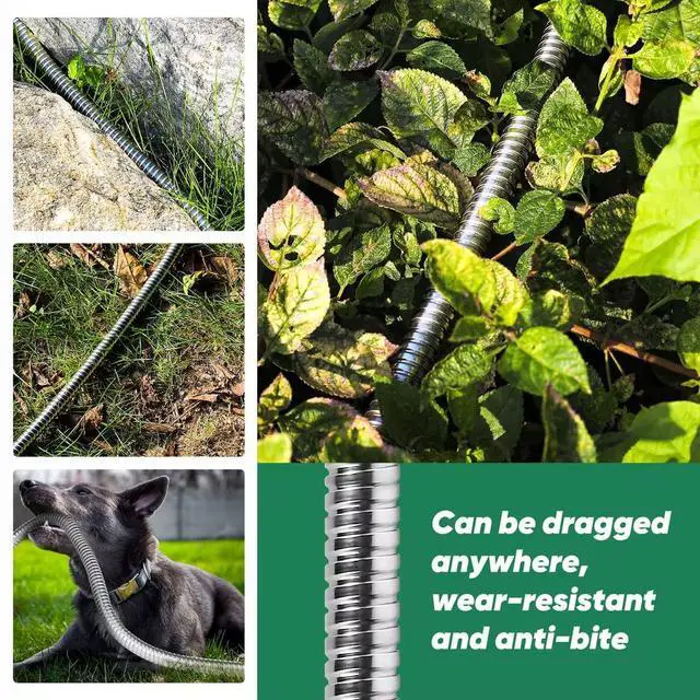 Alt view image 7 of 7 - Garden Hose 50ft, Heavy Duty Stainless Steel Water Hose with 10 Functional Nozzles, No Kink, Lightweight and Flexible, Easy to Use and Store, Strong and Sturdy, Suitable for Yard and Lawn