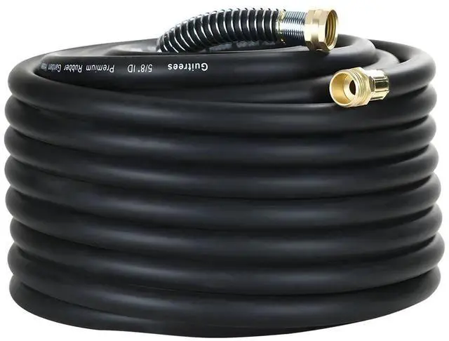 Main image of 75FT 5/8 Heavy Duty Rubber Garden Hose - 300psi Working, 1000psi Burst - Hot/Cold Water - Five-Layered Braiding for Durability - Versatile for Gardening, Agriculture, Construction(Black)