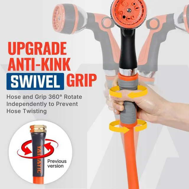 Alt view image 3 of 7 - Heavy Duty Garden Hose 5/8 in x 75 ft with Swivel Fitting, Super Flexible Water Hose, All-weather, Lightweight, Burst 600 PSI