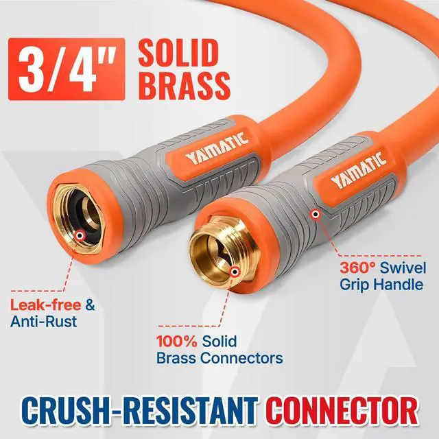 Alt view image 5 of 7 - Heavy Duty Garden Hose 5/8 in x 75 ft with Swivel Fitting, Super Flexible Water Hose, All-weather, Lightweight, Burst 600 PSI