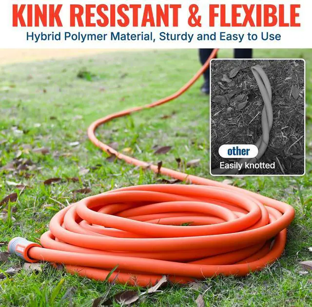 Alt view image 7 of 7 - Heavy Duty Garden Hose 5/8 in x 75 ft with Swivel Fitting, Super Flexible Water Hose, All-weather, Lightweight, Burst 600 PSI