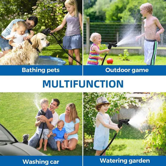 Alt view image 7 of 7 - 100 ft Expandable Garden Hose with 10-Function Spray Nozzle Flexible Water Hose with 3/4" Solid Brass Fittings, 3750D Extra-Strong Fabric, 5-Layer Latex Core, Leakproof & Kink-Free Expanding Hose