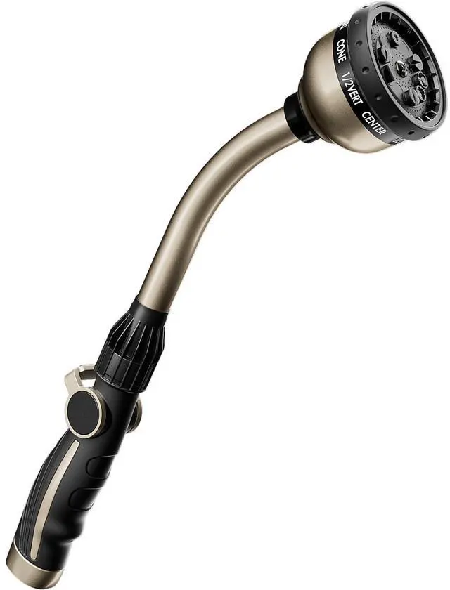 Main image of Watering Wand Heavy Duty, Metal Garden Hose Wand with 10 Spray Patterns, 15-Inch Long Hose Nozzle Sprayer with Thumb Flow Control, Ideal to Water Hanging Baskets and Shrubs