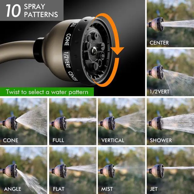 Alt view image 4 of 7 - Watering Wand Heavy Duty, Metal Garden Hose Wand with 10 Spray Patterns, 15-Inch Long Hose Nozzle Sprayer with Thumb Flow Control, Ideal to Water Hanging Baskets and Shrubs