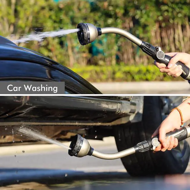 Alt view image 5 of 7 - Watering Wand Heavy Duty, Metal Garden Hose Wand with 10 Spray Patterns, 15-Inch Long Hose Nozzle Sprayer with Thumb Flow Control, Ideal to Water Hanging Baskets and Shrubs