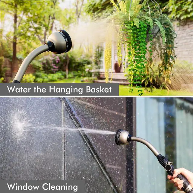 Alt view image 6 of 7 - Watering Wand Heavy Duty, Metal Garden Hose Wand with 10 Spray Patterns, 15-Inch Long Hose Nozzle Sprayer with Thumb Flow Control, Ideal to Water Hanging Baskets and Shrubs