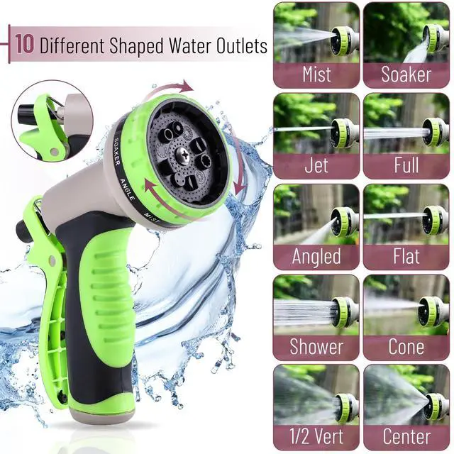 Alt view image 3 of 7 - Metal Garden Hose with 10 Functions Spray Nozzle, 100 Feet, No Kink