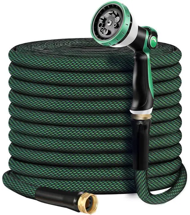 Main image of Garden Hose 100 FT, Heavy Duty Water Hose with Aluminum Fittings, Puncture Proof All-weather, Ultra-Lightweight and Flexible, Watering and Cleaning for Outdoor, Lawn