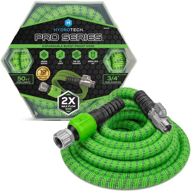 Main image of 50 ft Expandable Garden Hose - Pro Series, 2x Max Flow, 3/4" No-Kink Flexibility, Lightweight Hose for Lawn, Garden, Car Washing, Deck and Patio Cleaning