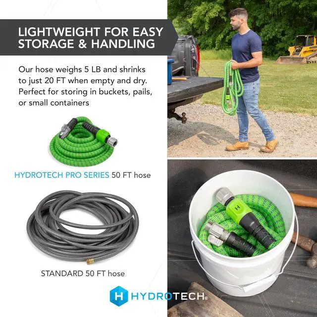 Alt view image 6 of 7 - 50 ft Expandable Garden Hose - Pro Series, 2x Max Flow, 3/4" No-Kink Flexibility, Lightweight Hose for Lawn, Garden, Car Washing, Deck and Patio Cleaning