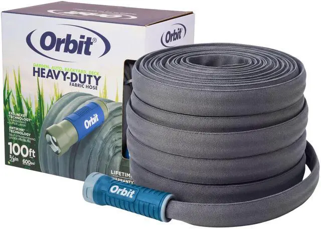 Main image of Fabric Garden Hose - 100 ft x 5/8 in - Heavy-Duty Fabric - Durable ExoJacket Construction - Antikink Technology for Constant Water Flow - Lightweight Professional-Grade Hose - 33180