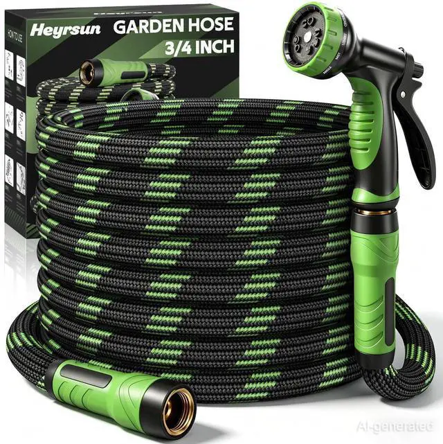 Main image of NON-EXPANDABLE Garden Hose 25 FT, Heavy Duty Steel Metal Flexible Water Hose with 10-Function Spray Nozzle, Durable Fabric Skin, No Kinks & Leak-Proof with Upgraded Handle