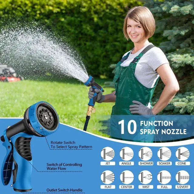 Alt view image 5 of 7 - 100 ft Expandable Garden Hose - Superior Strength 3750D - 3 -Layer Latex Core Garden HoseS - Expanding Water hoses - Extra Strong Brass Connectors/Storage Bag