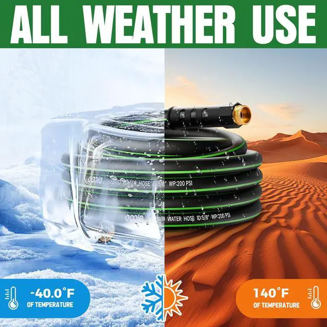 Alt view image 5 of 7 - Heavy Duty Garden Hose 25ft, NON-EXPANDABLE Flexible Water Hose, Kink Resistant Lightweight Hybrid Hose, Leakproof Hose Male to Female Fittings