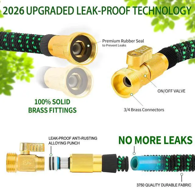 Alt view image 2 of 7 - Expanding Garden Hose 50 ft - Expandable Garden Hose Leak-Proof with 4 -Layer Latex Core - 2026 Version/New Patented,Lightweight, Durable, No-Kink Flexible Retractable Water Hose