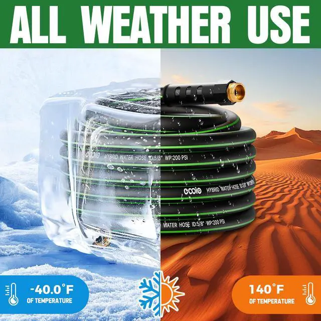 Alt view image 5 of 7 - Heavy Duty Garden Hose 50ft, NON-EXPANDABLE Flexible Water Hose, Kink Resistant Lightweight Hybrid Hose, Leakproof Hose Male to Female Fittings