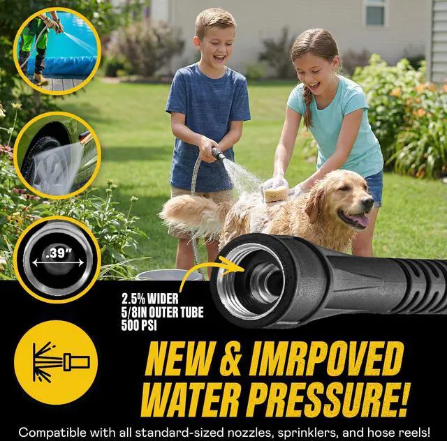 Alt view image 7 of 7 - 100 Ft Metal Garden Hose with Sprayer Nozzle, Non Kinking Designed Stainless Steel Heavy Duty Water Hose 100 Ft x 5/8 in. Flexible NON Expandable for Uninterrupted Water Flow, 500 PSI