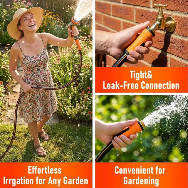 Alt view image 6 of 7 - Garden Hose 25 ft x 5/8", Heavy Duty Water Hose, Flexible and Durable, Kink Resistant Lightweight Hybrid Hose, Leakproof Yard Hose with Male to Female Fittings