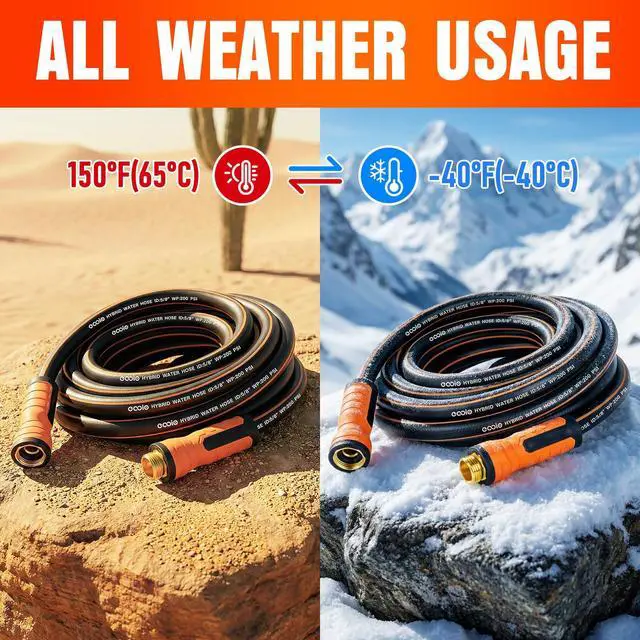 Alt view image 7 of 7 - Garden Hose 25 ft x 5/8", Heavy Duty Water Hose, Flexible and Durable, Kink Resistant Lightweight Hybrid Hose, Leakproof Yard Hose with Male to Female Fittings