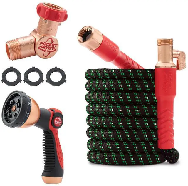 Main image of Ballistic Double UV Edition 50 FT Expandable Garden Hose w/Pocket Pivot Swivel Connector, Anti-Burst Sleeve Reinforced w/Bulletproof Fiber, Lightweight, No-Kink, Compact, AS SEEN ON TV