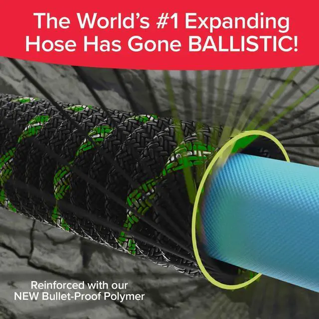 Alt view image 5 of 7 - Ballistic Double UV Edition 50 FT Expandable Garden Hose w/Pocket Pivot Swivel Connector, Anti-Burst Sleeve Reinforced w/Bulletproof Fiber, Lightweight, No-Kink, Compact, AS SEEN ON TV