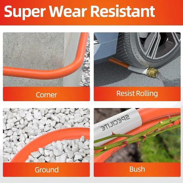 Alt view image 4 of 7 - Garden Hose 50 ft x 5/8 in Heavy Duty, Flexible and Lightweight Water Hose, Burst 600 psi, Kink-less Hybrid Rubber Hose for Backyard, 3/4'' Brass Fittings