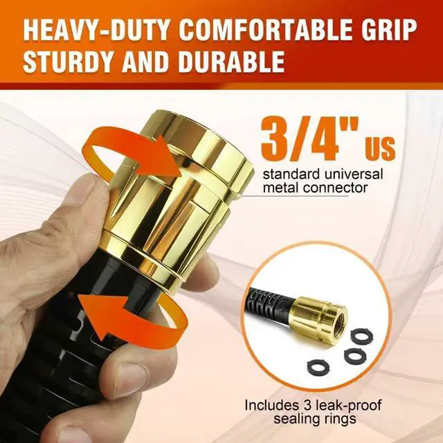 Alt view image 2 of 7 - Garden Hose 50ft, Lightweight Kink-Free Water Hose, Non-Expanding Flexible Outdoor Hose with Aluminum Fittings, Abrasion Resistant & Easy to Store for Yard, Lawn, Car Washing, Watering