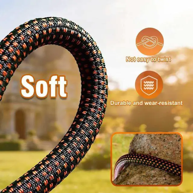 Alt view image 3 of 7 - Garden Hose 50ft, Lightweight Kink-Free Water Hose, Non-Expanding Flexible Outdoor Hose with Aluminum Fittings, Abrasion Resistant & Easy to Store for Yard, Lawn, Car Washing, Watering