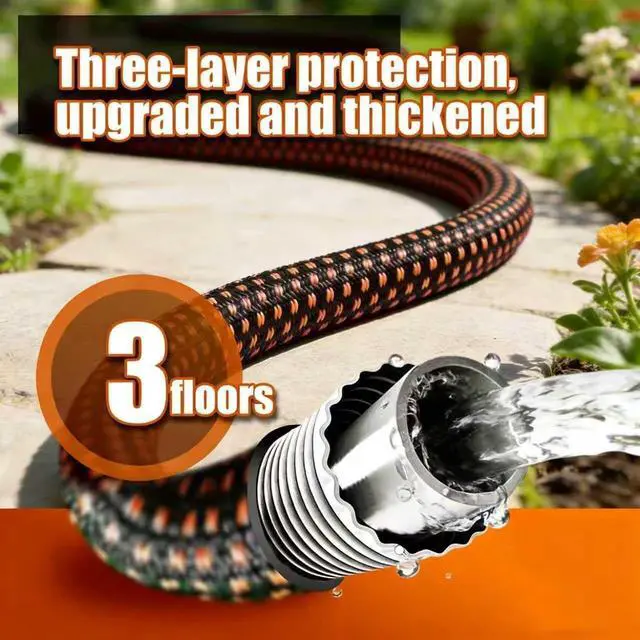 Alt view image 4 of 7 - Garden Hose 50ft, Lightweight Kink-Free Water Hose, Non-Expanding Flexible Outdoor Hose with Aluminum Fittings, Abrasion Resistant & Easy to Store for Yard, Lawn, Car Washing, Watering