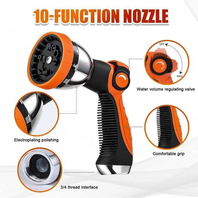 Alt view image 5 of 7 - Garden Hose 50ft, Lightweight Kink-Free Water Hose, Non-Expanding Flexible Outdoor Hose with Aluminum Fittings, Abrasion Resistant & Easy to Store for Yard, Lawn, Car Washing, Watering