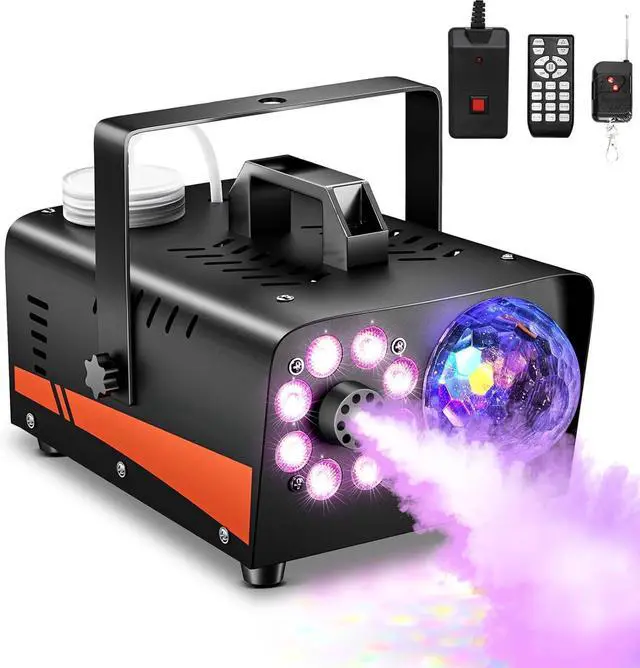 Main image of Fog Machine, Smoke Machine with Disco Ball Lights, 800W and 4500CFM with 13-Color LED Effects, Wired And Wireless Remote Controls, Ideal for Indoor, Outdoor, Halloween, Wedding, and Parties