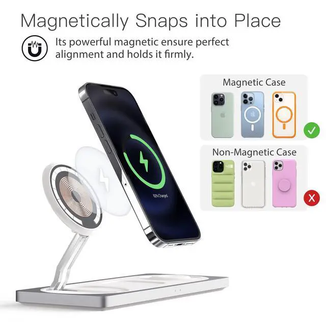 Alt view image 2 of 7 - 3 in 1 Wireless Charging Station for Apple Devices with MagSafe