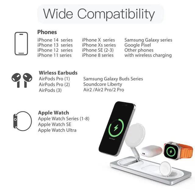 Alt view image 6 of 7 - 3 in 1 Wireless Charging Station for Apple Devices with MagSafe