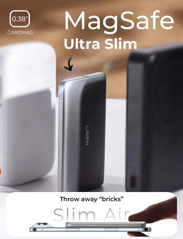 Alt view image 3 of 7 - Ultra Slim MagSafe Power Bank,5000mAh Wireless Slim MagSafe Battery Pack,Magnetic Portable Charger,Magnetic Power Bank for iPhone 17 Pro Max Plus Air/16-12 Series,Gifts for Men Women