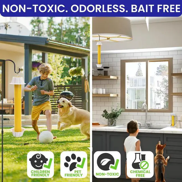Alt view image 4 of 7 - Fly Stick Sticky Fly Traps for Indoors Outdoor 6pk. Non-Toxic Super Sticky Hanging Flies Catcher Paper Tape Strips for Home. Catches All Bugs and gnats. Indoor Outdoor House Flying Insect Trap.