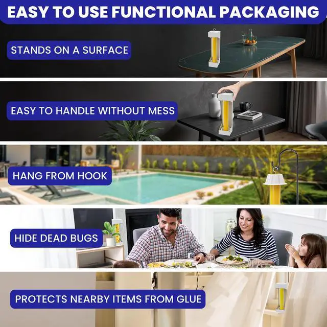 Alt view image 6 of 7 - Fly Stick Sticky Fly Traps for Indoors Outdoor 6pk. Non-Toxic Super Sticky Hanging Flies Catcher Paper Tape Strips for Home. Catches All Bugs and gnats. Indoor Outdoor House Flying Insect Trap.
