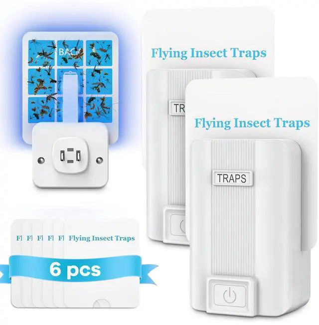 Main image of Fly Trap Indoor, 2 Pack Fruit Fly Traps for Indoors with 6 Refills, Plug-in Flying Insect Trap for Gnats, Flies, Moths and Other Flying Bugs