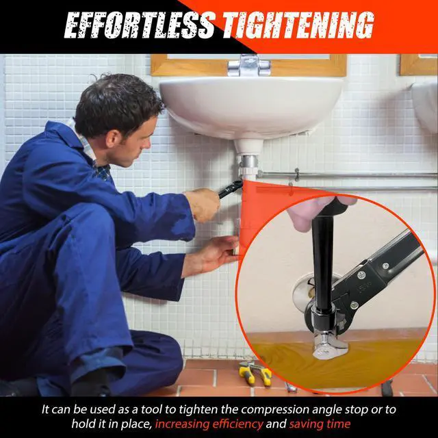 Alt view image 4 of 6 - Plumbing Tools, Angle Stop Wrench Kit, Plumbing Wrench. New Compression Angle Stop and Removing the Compression Ring Professional Plumbing Toolset For Easy Angle Stop And Supply Nut Installation