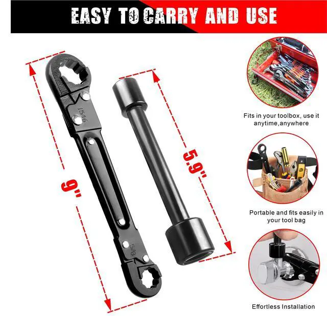 Alt view image 6 of 6 - Plumbing Tools, Angle Stop Wrench Kit, Plumbing Wrench. New Compression Angle Stop and Removing the Compression Ring Professional Plumbing Toolset For Easy Angle Stop And Supply Nut Installation