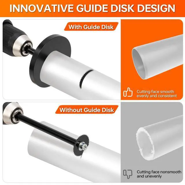 Alt view image 5 of 7 - Inside Pipe Cutter for PVC Pipe, Cutter Tool Set with Scale - Adjustable Depth Gauge, 6PCS Saw Blades & 4" Black Hex Shank, Internal PVC ABS Pipe Cutter Set