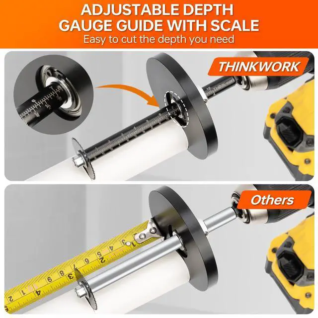 Alt view image 6 of 7 - Inside Pipe Cutter for PVC Pipe, Cutter Tool Set with Scale - Adjustable Depth Gauge, 6PCS Saw Blades & 4" Black Hex Shank, Internal PVC ABS Pipe Cutter Set