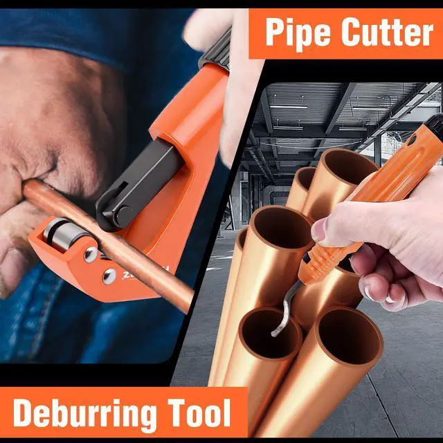 Alt view image 7 of 7 - Press Copper Pipe Crimper Tool Kit with 3 Dies (1/2" 3/4" 1") for Plumbing & Water Heating, Includes Copper Tube Cutter and Burr Tool