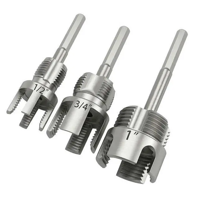 Main image of 3Pcs PVC Pipe Threader Kit, 1/2" 3/4" 1" Internal & External